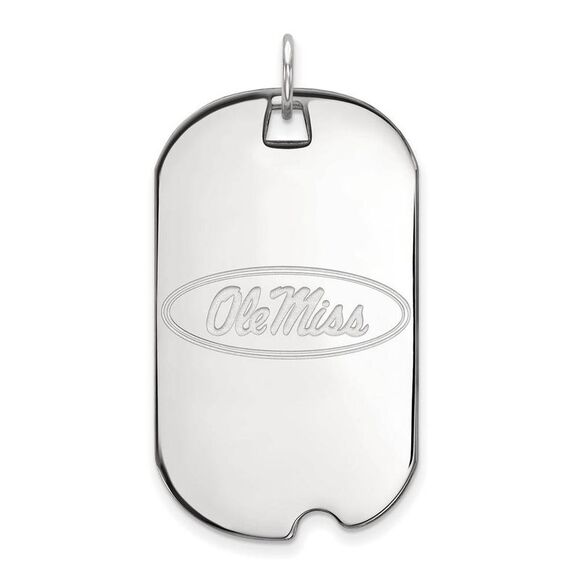 10k White Gold U. of Mississippi Large Dog Tag Pendant